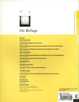 Back cover of Performance Research: Volume 2 Issue 3 - On Refuge