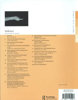 Back cover of Performance Research: Volume 11 Issue 2 - Indexes