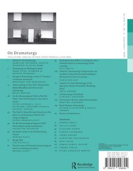 Back cover of Performance Research: Volume 14 Issue 3 - On Dramaturgy