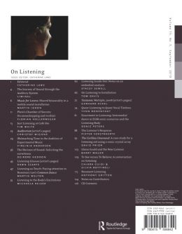 Back cover of Performance Research: Volume 15 Issue 3 - On Listening
