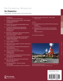 Back cover of Performance Research: Volume 21 Issue 3 - On Dialectics